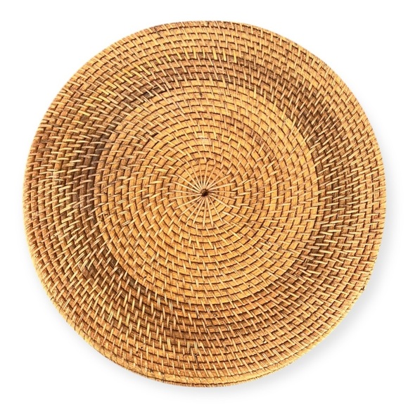 Other - Set of 4 Round Brown Woven Rattan Braided Placemats - Braided Woven Placemat Set